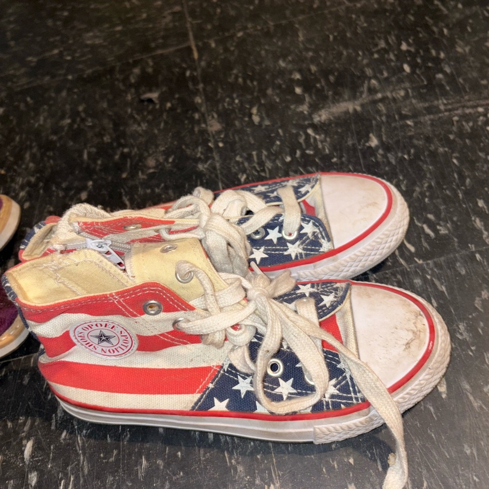 Kids High-Top Sneakers - Red, White, and Blue